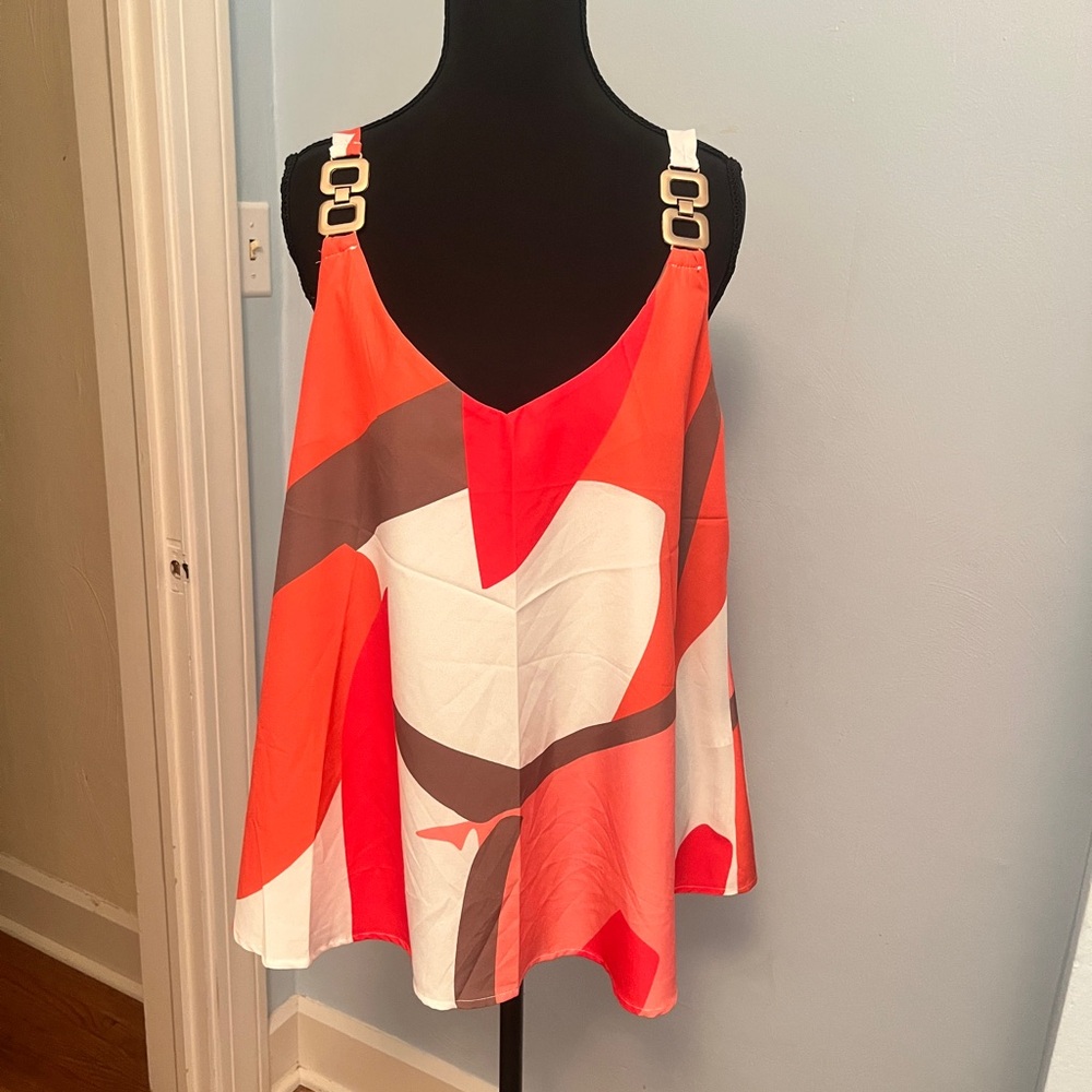 Chic Women's Camisole in Orange and White